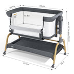 Jimglo 3-in-1 Baby Bassinet, Bedside Sleeper & Rocking Bassinet, Full Mesh