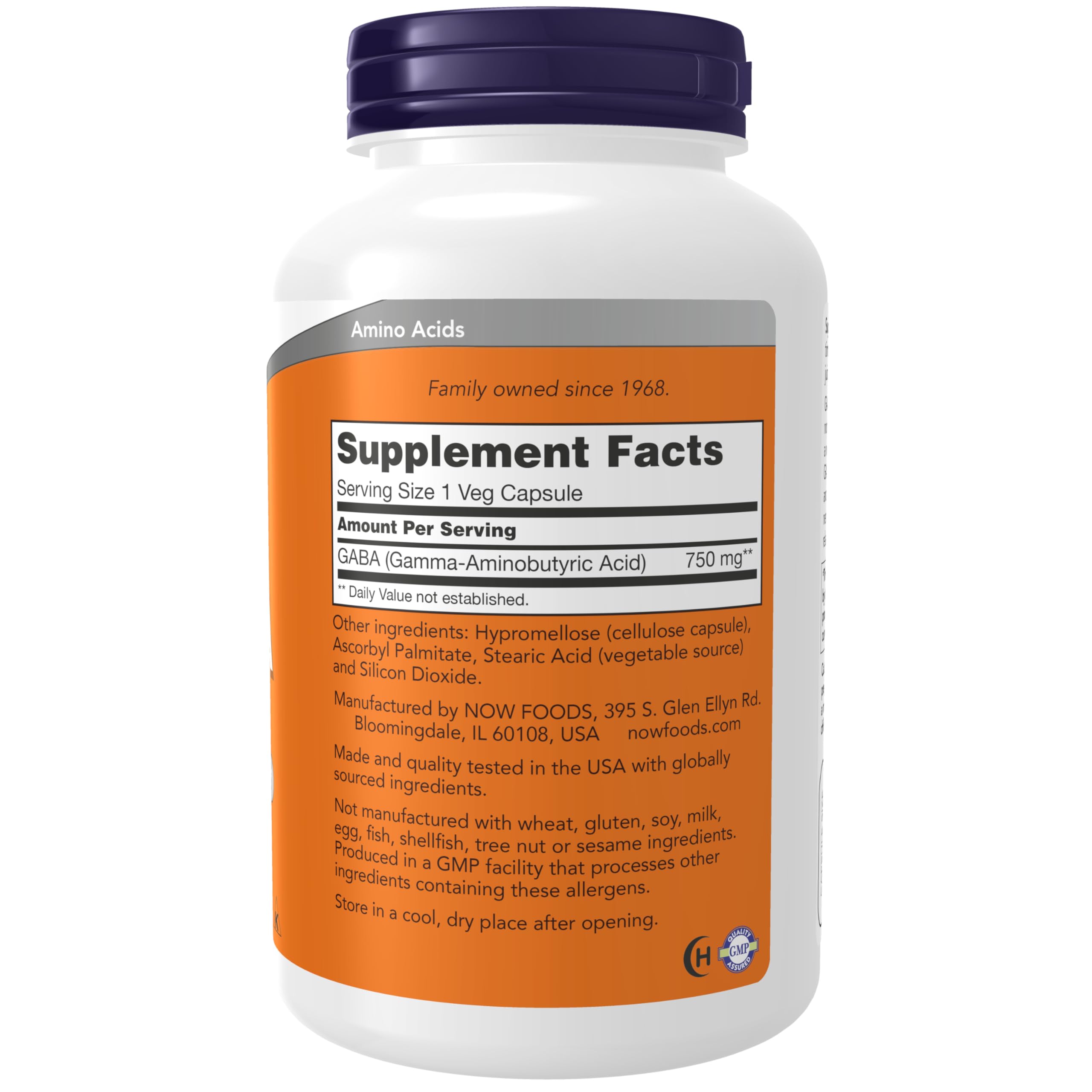 Buy now NOW Foods Supplements, GABA (Gamma-Aminobutyric Acid) 750mg, Neurotransmitter Support*, 200 Veg Capsules at indiglob india