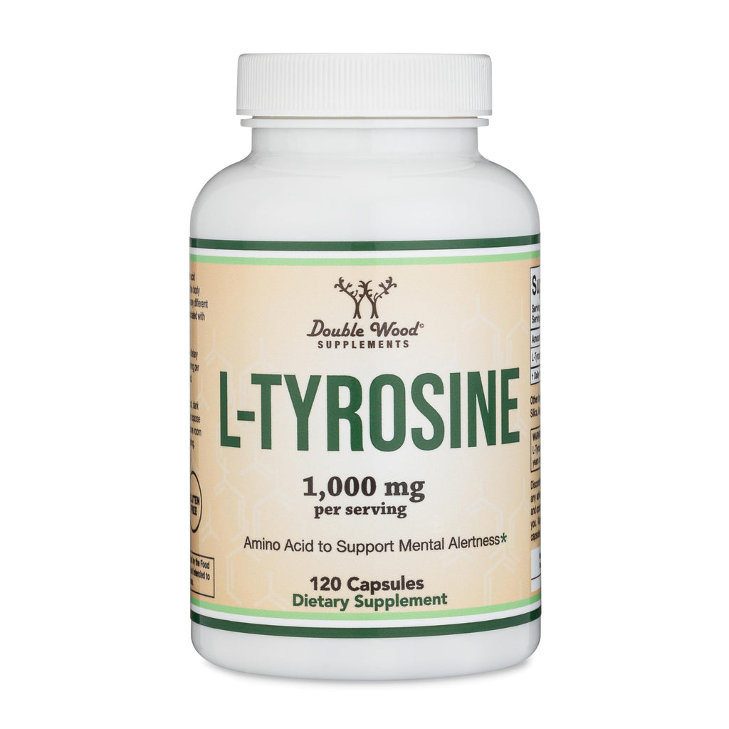 L-Tyrosine 1,000mg, Focus, Attention + Mood Support, 120 Capsules | Focus, Attention + Mood Supplement, Clean Focus Without Caffeine Jitters, Best AM on Empty Stomach, Vegan Caps, Non-GMO