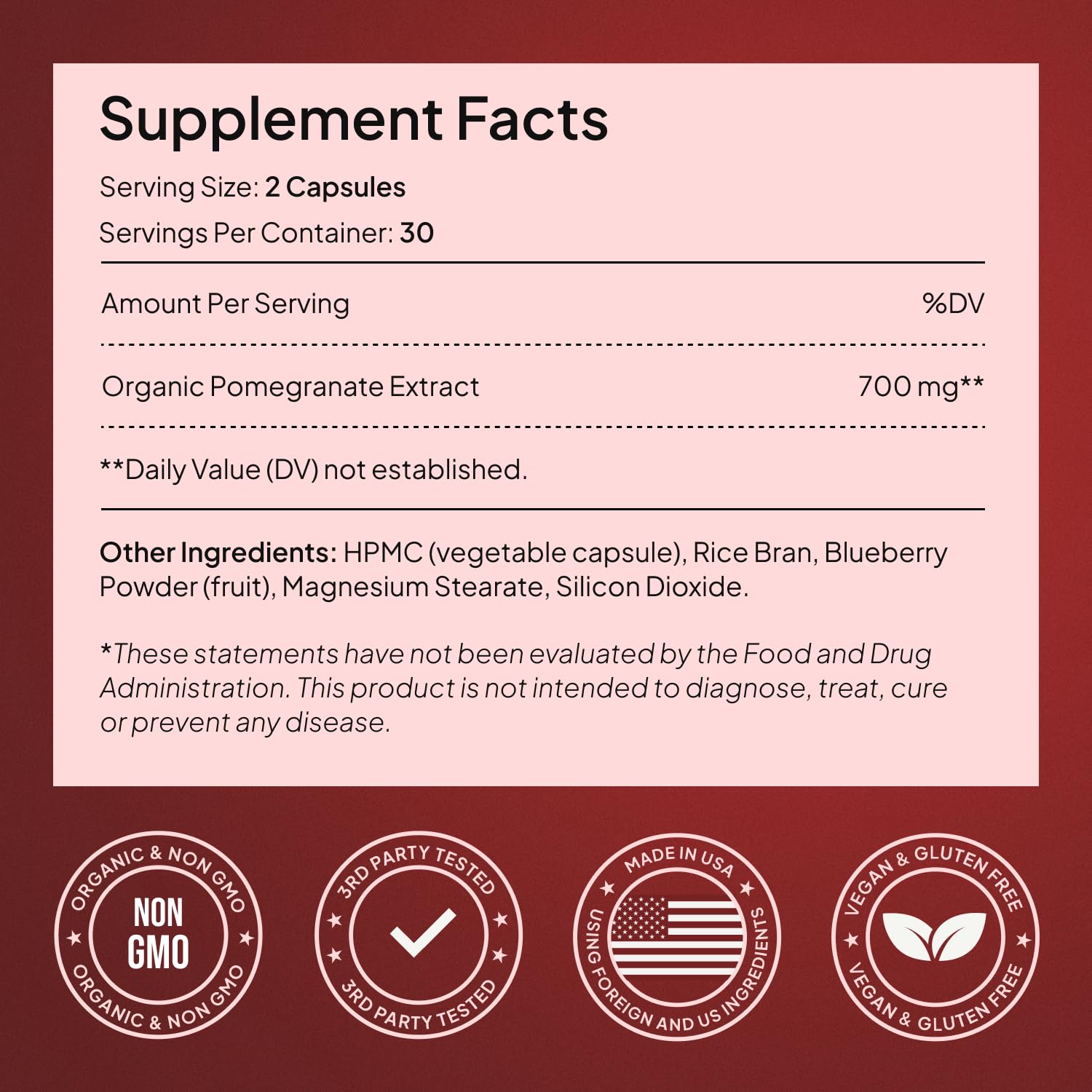 Alevia Organic Pomegranate Capsules 700mg – Pomegranate Fruit Extract Supplement – Organic Pomegranate Extract for Antioxidant, Heart & Energy Support – Ancient Wellness Formula – 60 Capsules