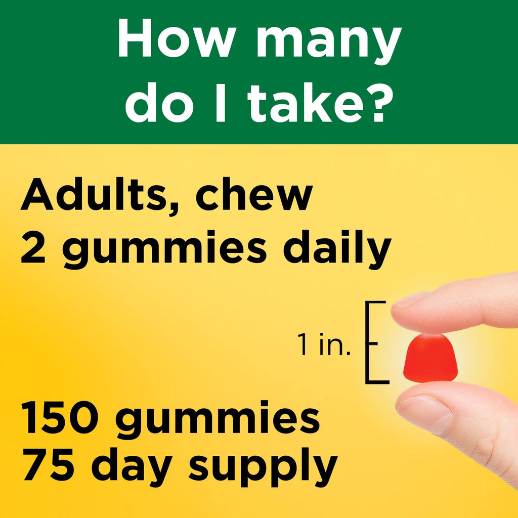 Nature Made Vitamin D3 2000 IU Per Serving Gummies,Bone,Teeth,Muscle and Immune Health Support,75 Day Supply,150 Vitamin D Gummies for Adults,(Pack of 2)