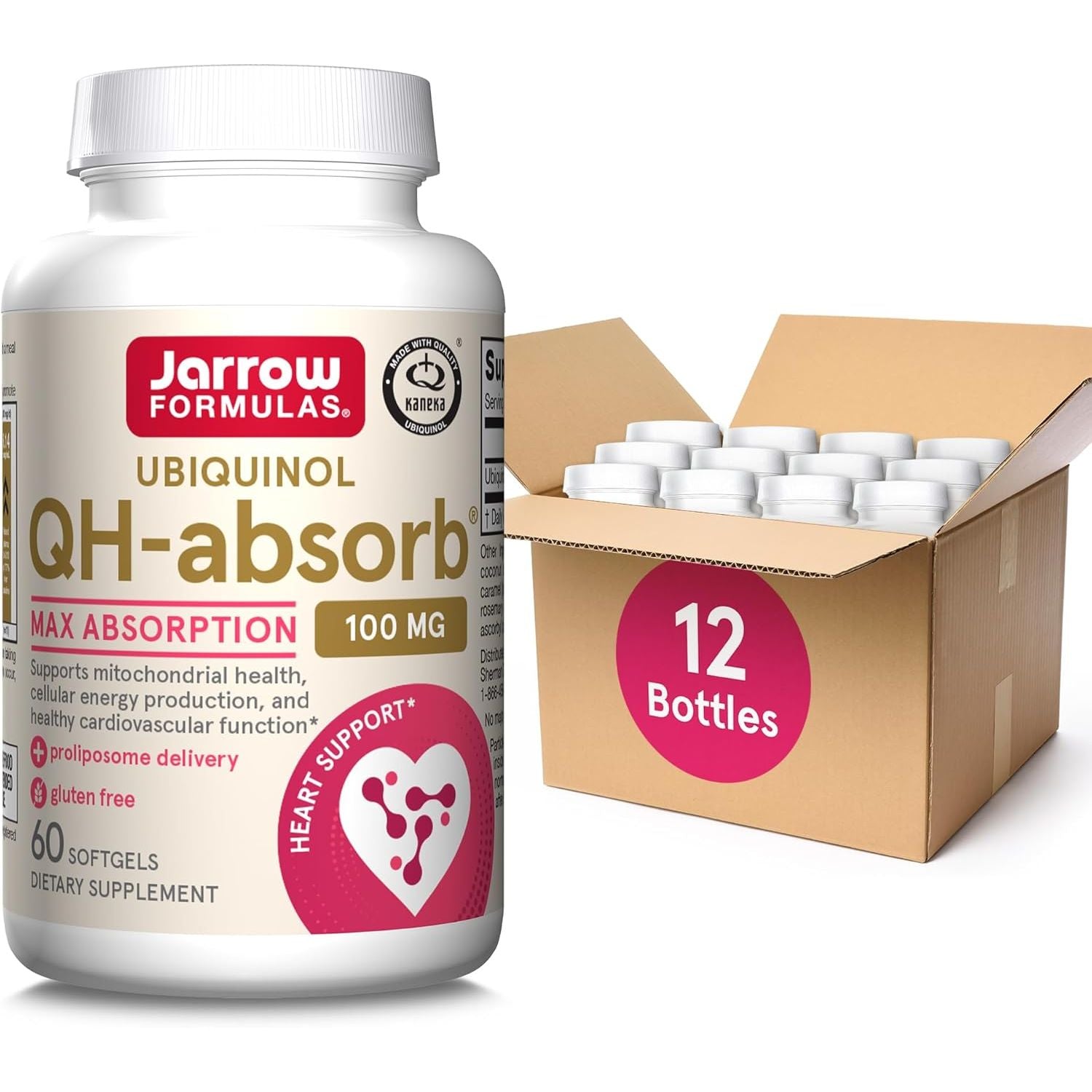 Buy now Jarrow Formulas QH-Absorb, 100 mg, Ubiquinol Dietary Supplement for Healthy Cardiovascular Function, 60 Softgels, 60 Day Supply 60 Servings (Pack of 12) at indiglob india
