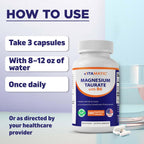 Vitamatic Magnesium Taurate 1500mg per Serving - 180 Vegetarian Capsules (Provides 300 mg of Elemental Magnesium) - Added B6 for Maximum Absorption - Supports Muscle, Joint, and Heart Health*