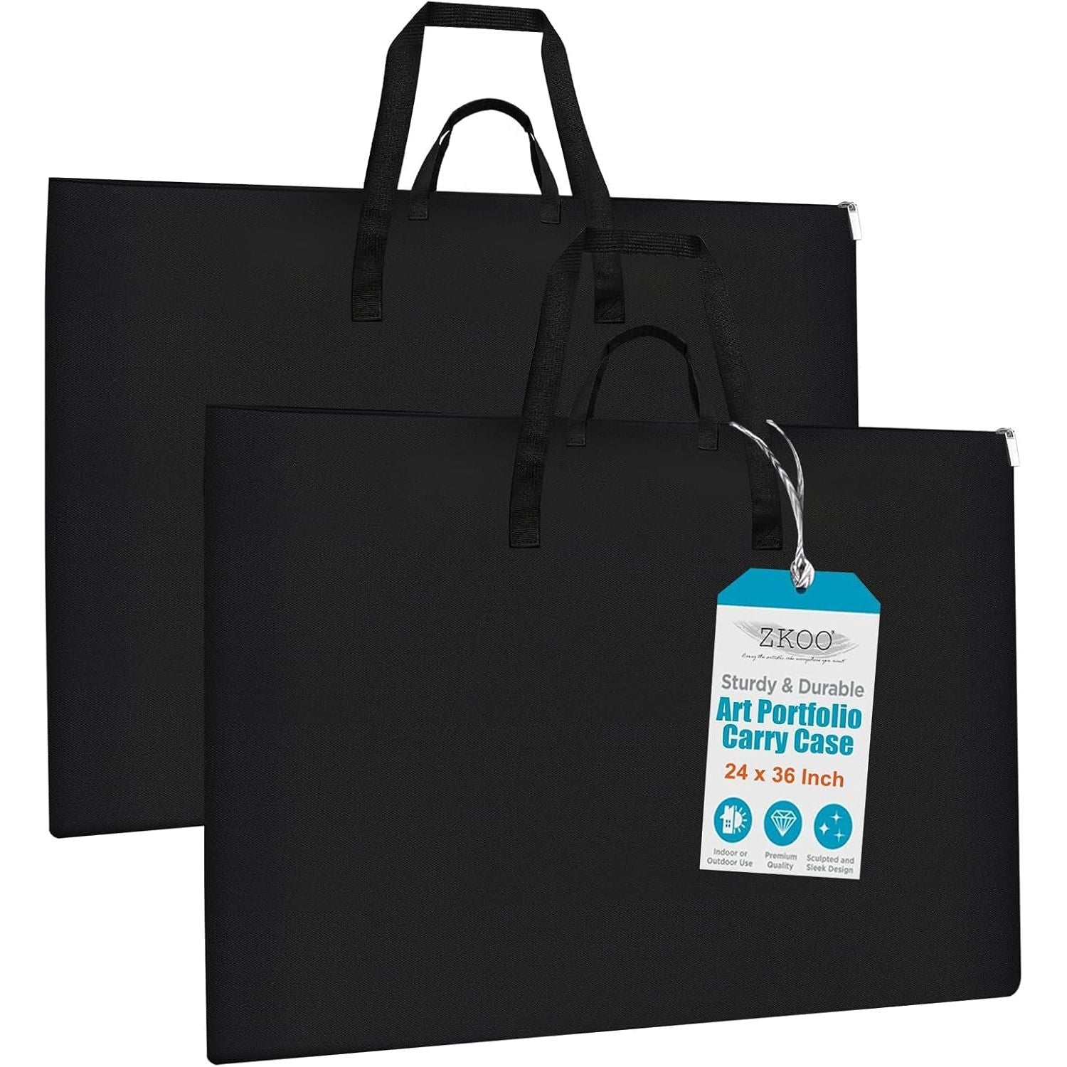 Buy now ZKOO Large Size Art Portfolio Bag, Light Weight Art Canvas Portfolio Case with Nylon Shoulder Strap, Carrying Storage Case for Artwork, Poster, Sketching, and Drawing (Compatible 24 * 36 Inch-Black) 24*36in Black-2PACK Black at indiglob india