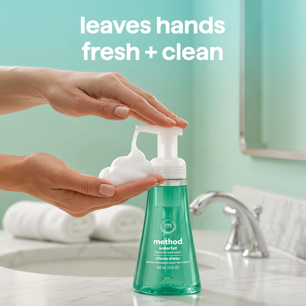 Method Foaming Hand Soap, Waterfall, Paraben and Phthalate Free, 10 Fl Oz (Pack of 1) | Hydrates & Softens Skin, Designed for Gentle Everyday Cleansing, With Notes of Water Lily and Sandalwood