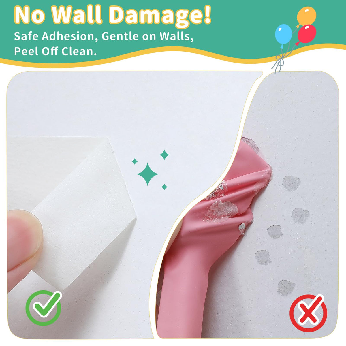 Wall-Safe Balloon Glue Dots Set, 1200 Pcs 12mm Removable Glue Points with 131ft Masking Tape, No Residue Decoration Kit for Birthday Party, Wedding, Photos & DIY Crafts, for Party Planners & Families