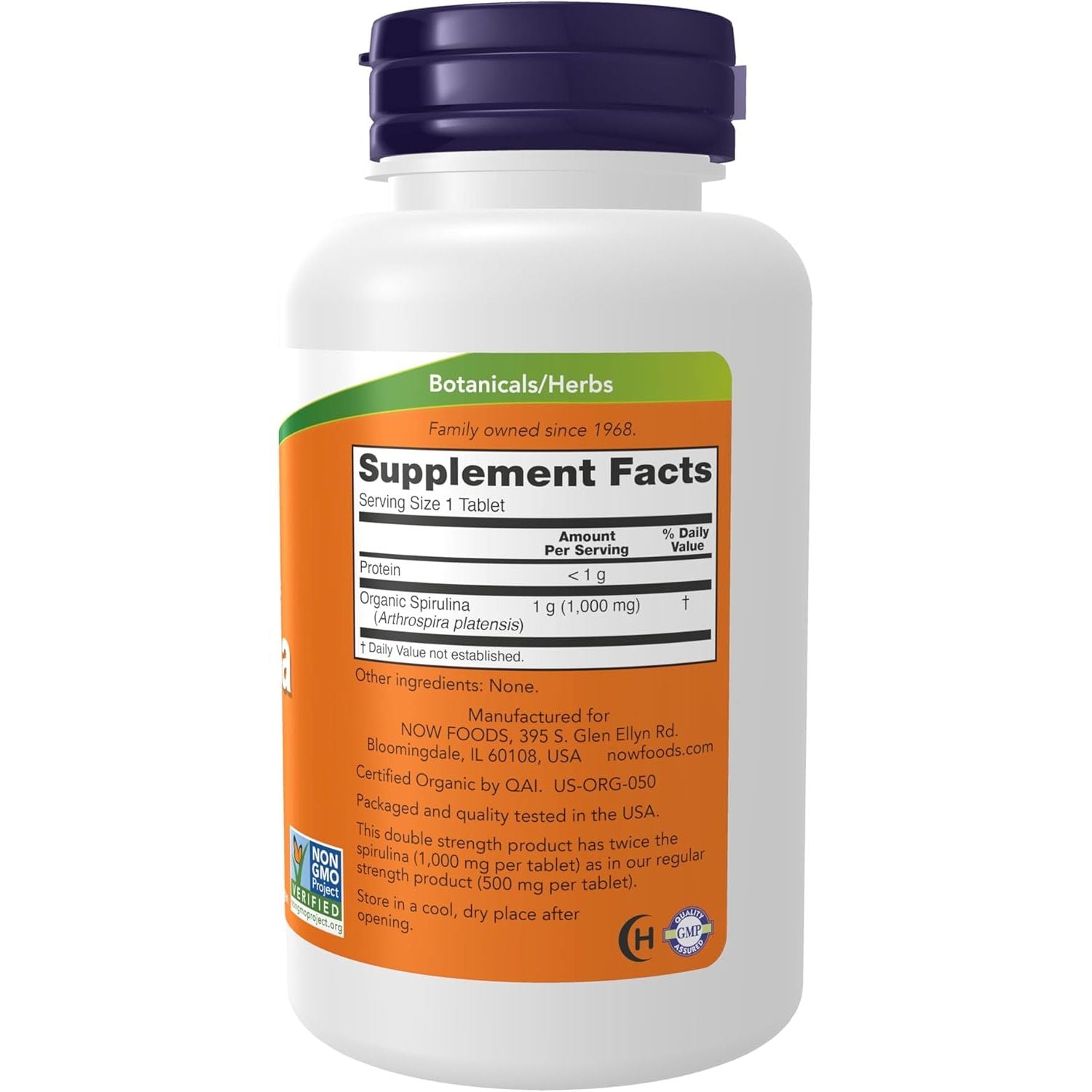 Buy now NOW Foods Supplements, Certified Organic, Spirulina 1000 mg (Double Strength), Rich in Beta-Carotene (Vitamin A) and B-12 with naturally occurring GLA , 120 Tablets at indiglob india