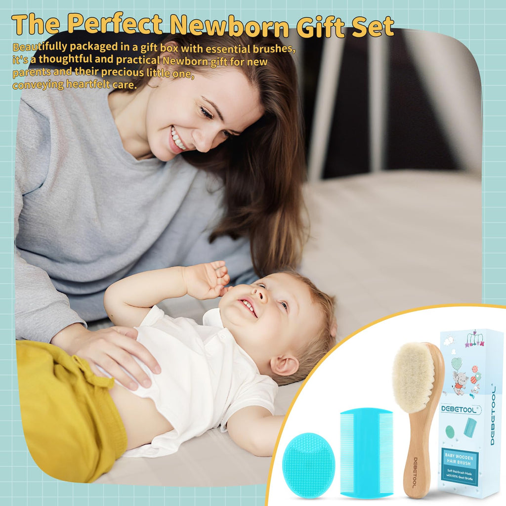 DEBETOOL 3-Piece Cradle Cap Brush Set with Comb & Baby Hair Brush
