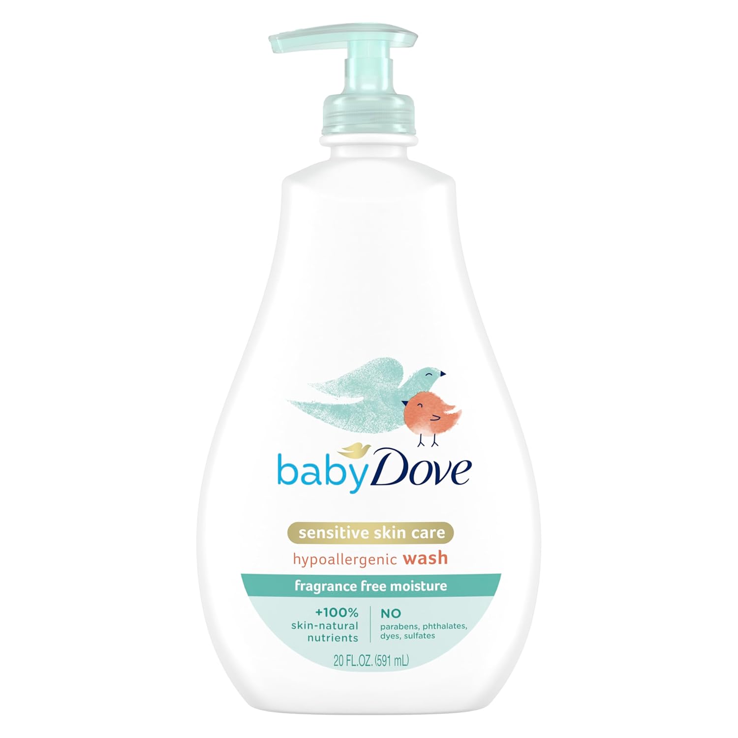 Buy now Baby Dove Sensitive Skin Care Baby Wash For Bath Time, Moisture Fragrance Free and Hypoallergenic, Washes Away Bacteria 20 oz at indiglob india