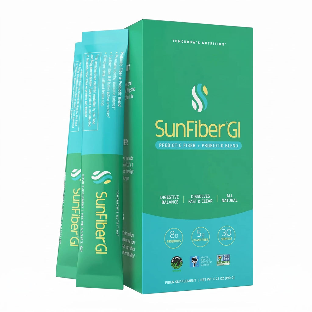 Tomorrow's Nutrition Sunfiber GI Prebiotic Fiber, 30-Day Supply | Features 5g per serving with 8 billion CFU, low FODMAP formula for daily dietary supplement and gut health support