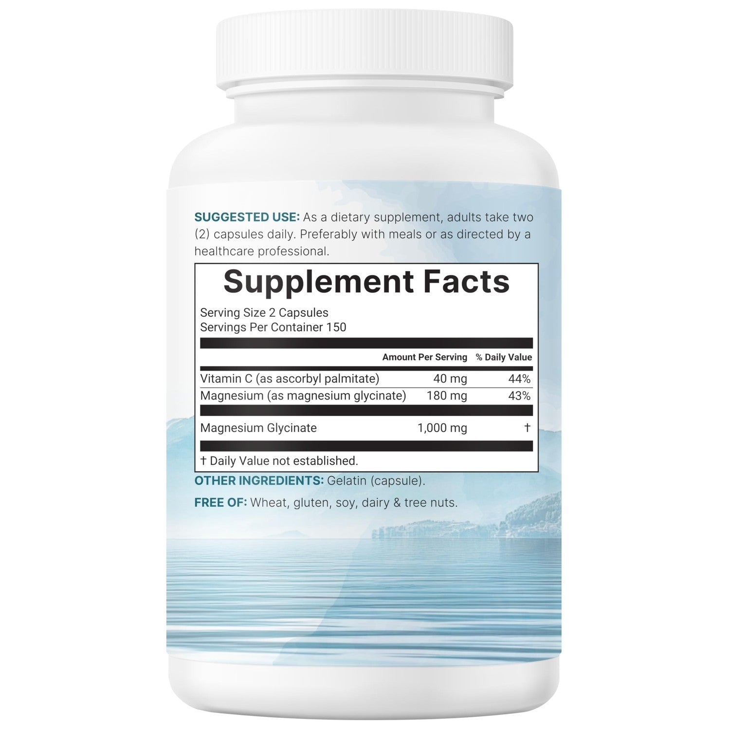 Pure Magnesium Glycinate 1,000mg, 300 Capsules | 100% Chelated for Max Absorption | Enhanced with Vitamin C | Only Uses Active Ingredients