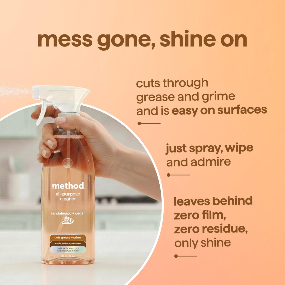 method All-Purpose Cleaner Spray, Sandalwood + Cedar, 28 fl oz, 4 pack