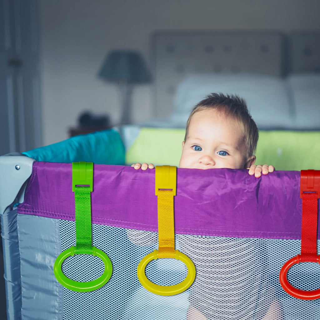 4 PCS Plastic Baby Crib Pull Rings Kids Walking Exercises Assistant Stand