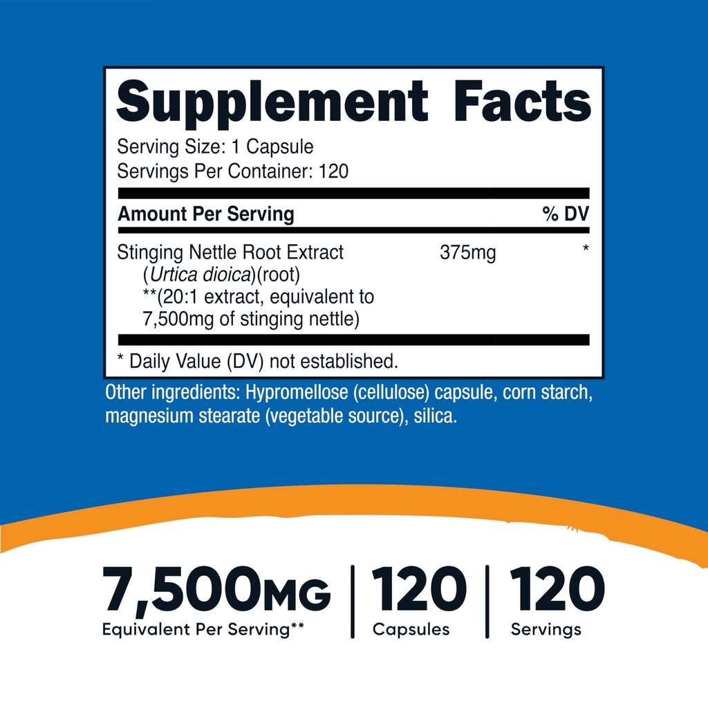 Nutricost Stinging Nettle Root Extract 120 Capsules, Gluten-Free, GMO-Free | 120 Servings Per Bottle, Vegetarian