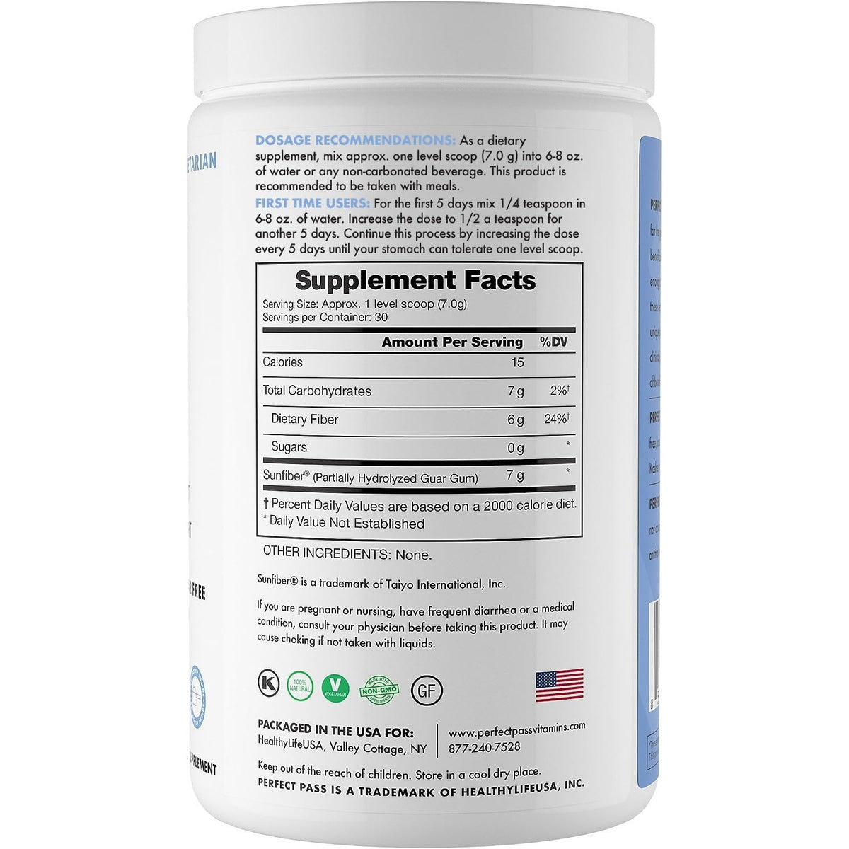 PERFECT PASS Prebiotic PHGG Partially Hydrolyzed Guar Gum 100% Natural