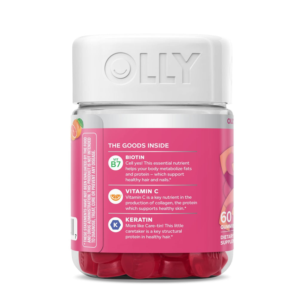 OLLY Hair Skin and Nails Gummies, Undeniable Beauty, Biotin - 60 Count