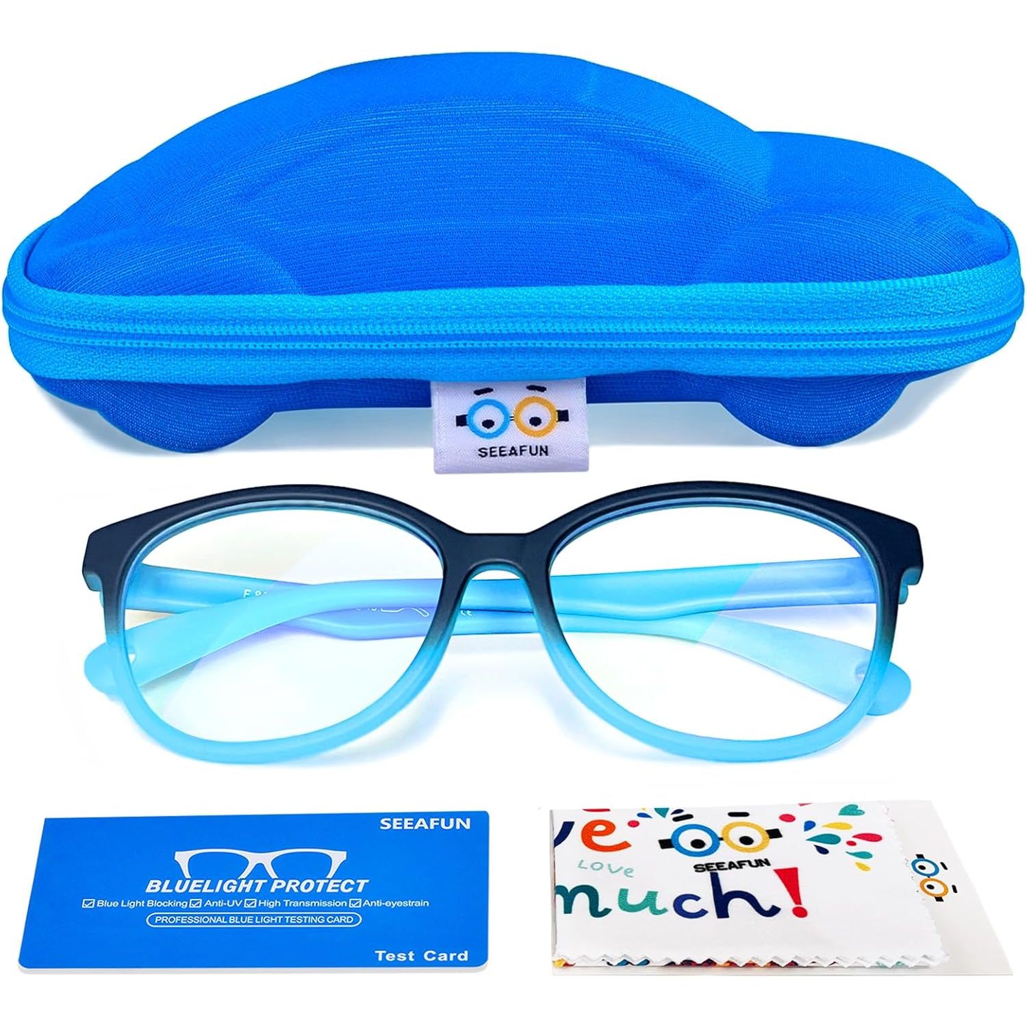 Buy now Blue Light Glasses for Kids Girls Boys with Cute Car Case, UV400 Protection, Anti Blue Ray Age3-12 Aqua Blue at indiglob india