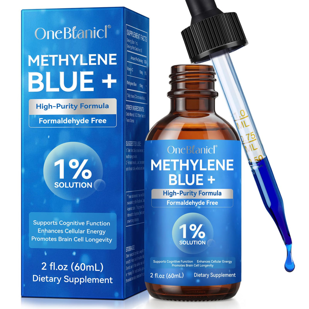 Methylene Blue Pharmaceutical Grade, Methylene Blue Drops for Humans Brain Health and Energy Support, No Formaldehyde, No Alcohol, No Gluten - 2 Fl OZ