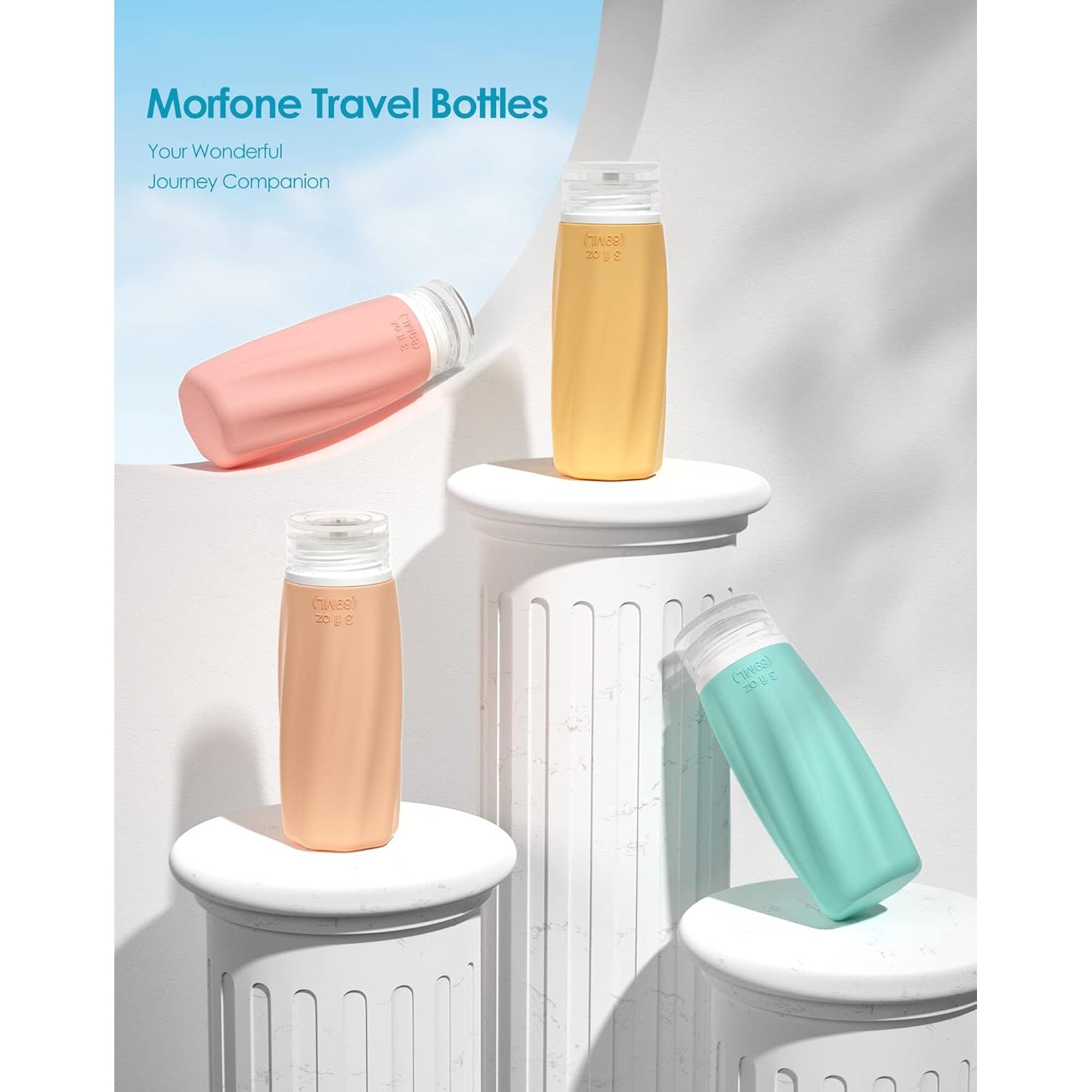 Buy now Morfone Travel Bottles for Toiletries, 3oz TSA Approved Travel Size Containers Leak Proof Squeezable Travel Accessories Refillable for Shampoo Conditioner Lotion Liquids(4Pack) at indiglob india
