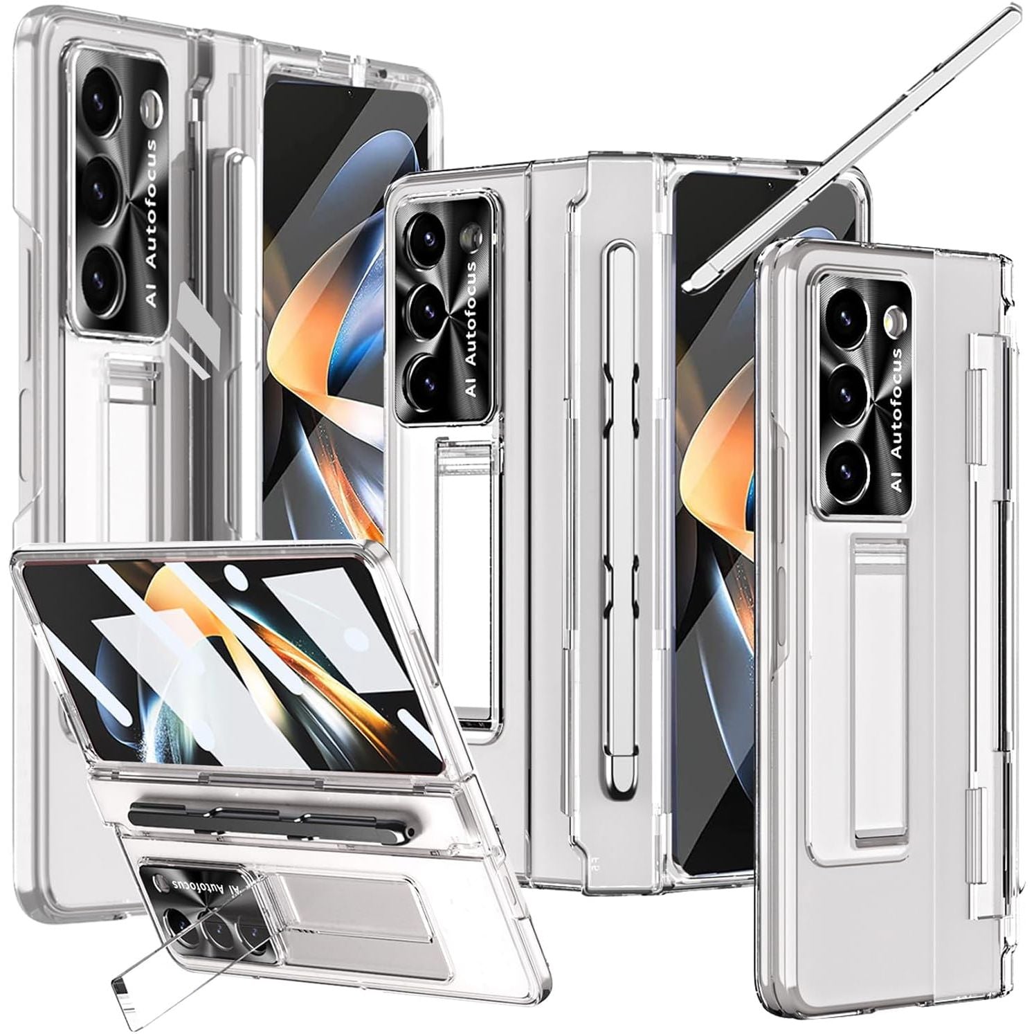 Buy now NINKI Compatible Samsung Galaxy Z Fold 5 Case with S Pen Holder & S Pen,Screen Protector Hinge Case for Samsung Z Fold 5 Case with Kickstand,Samsung Z Fold 5 5g Case Galaxy Fold 5 5g Phone Case Blue z fold 5 Clear at indiglob india