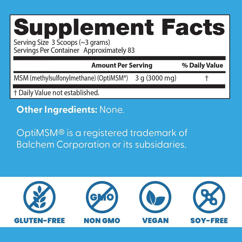 Doctor's Best MSM Powder Supplement for Men & Women - Supports Hair, Skin, Nails, Joint Health, & Mobility, Delivers Beneficial Sulfur with OptiMSM, Gluten Free, Soy Free, Non GMO, Vegan - 8.8 oz