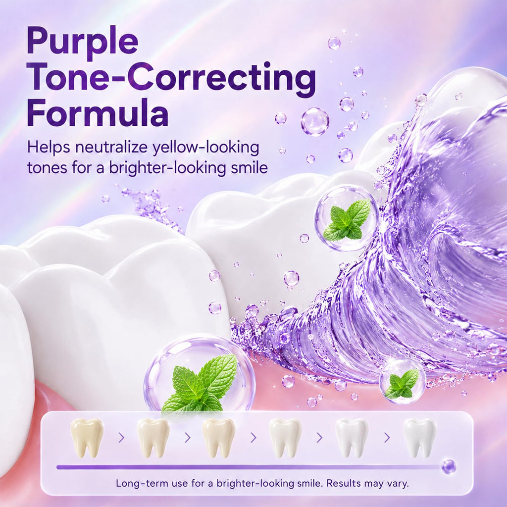 Purple Mouthwash Whitening Sachets 40 Pack, Color Correcting Mouthwash - Peroxide & Alcohol Free, Freshens Therabreath, Oral Care Supports, Mint Flavor