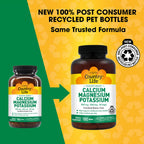 Country Life Target-Mins Calcium Magnesium Potassium, 180 Tablets | 500 mg calcium, 500 mg magnesium and 99 mg potassium per 2-tablet serving; certified gluten-free