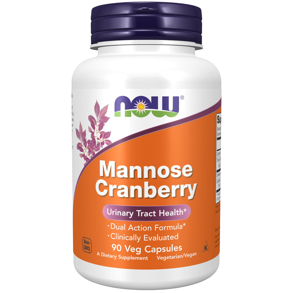 NOW Foods Mannose Cranberry, 120 Veg Capsules - with PAC - 450mg dMannose, 250mg Whole Cranberry - Bladder Cleanse and Urinary Tract Health* - Vegan Friendly Supplement, Non-GMO