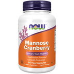 NOW Foods Mannose Cranberry, 120 Veg Capsules - with PAC - 450mg dMannose, 250mg Whole Cranberry - Bladder Cleanse and Urinary Tract Health* - Vegan Friendly Supplement, Non-GMO