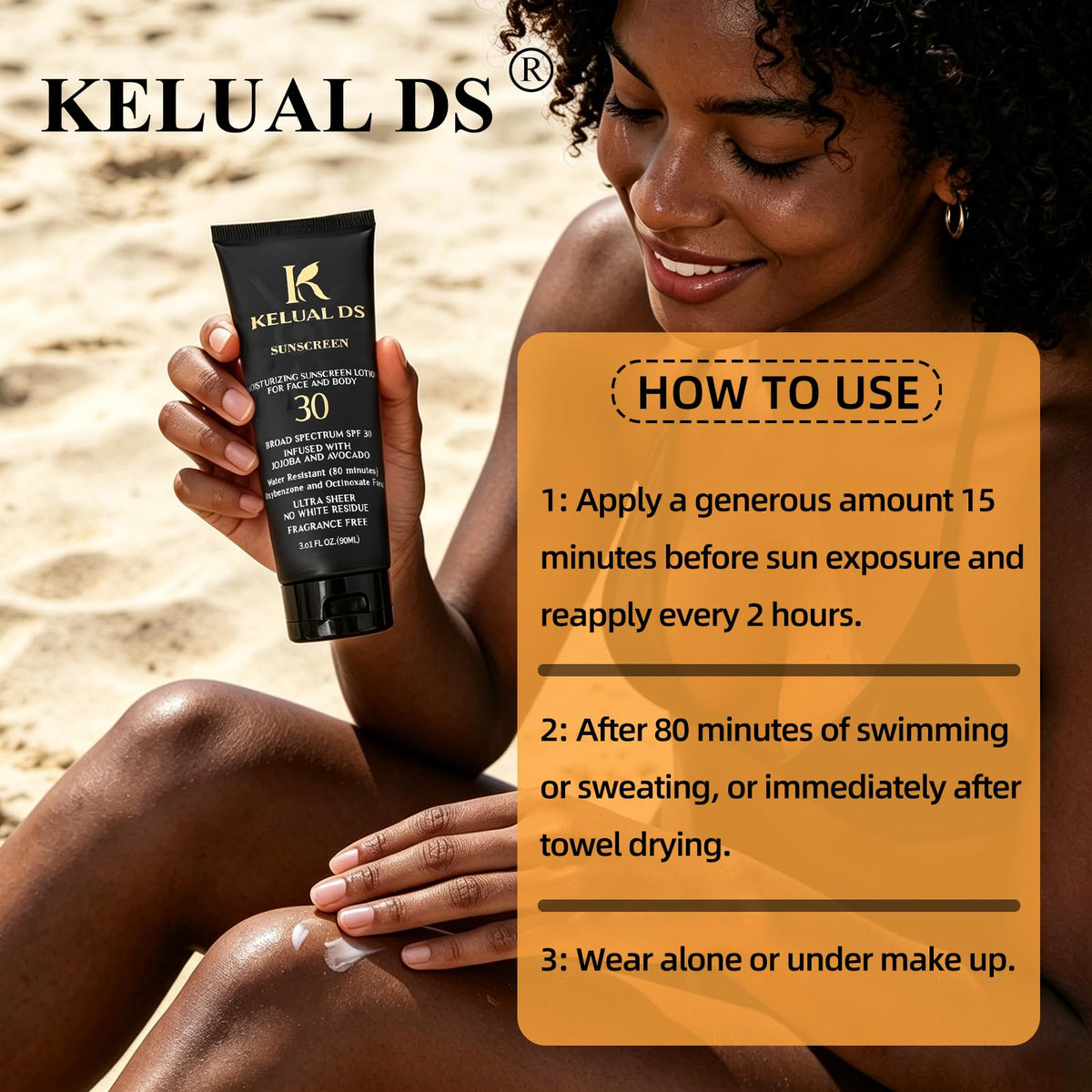 Black People Sunscreen SPF 30 Infused with Natural Ingredients and Formulated for Women of Color,No Synthetic Fragrance and Cruelty Free,Moisturizing Sun Protection,SPF 30-3.01 FL OZ/90ML