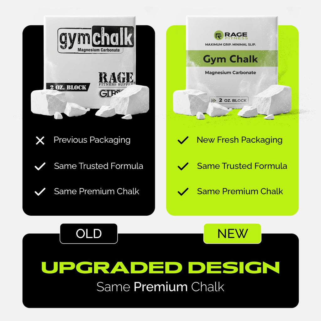 Rage Fitness Gym Chalk, Pure Magnesium Carbonate - Pack of 8, 1lb Block