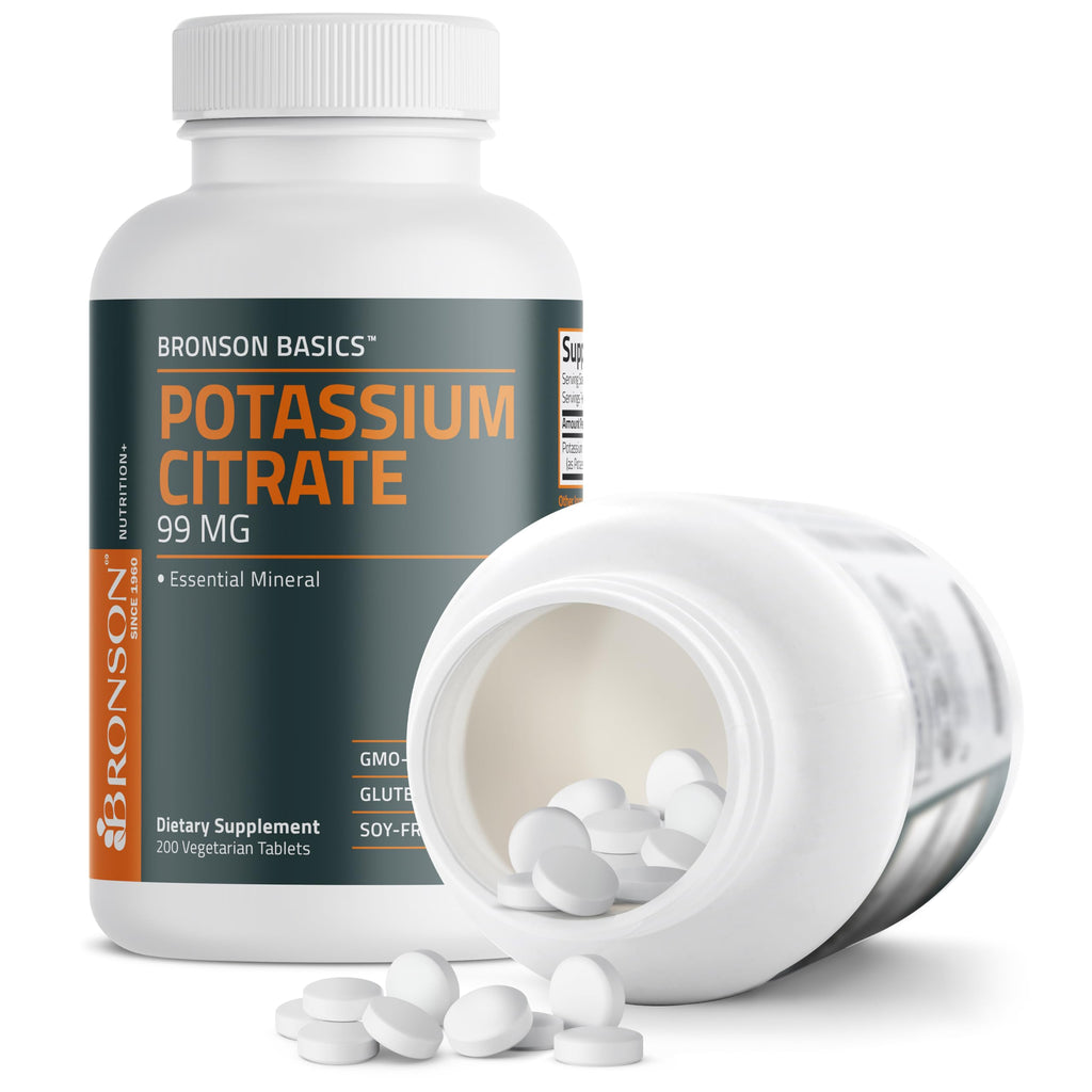 Bronson Potassium Citrate 99 mg, 200 Vegetarian Tablets