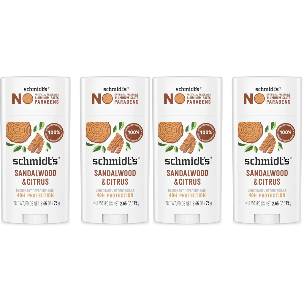 Schmidt's Aluminum Free Natural Deodorant Sandalwood & Citrus 2.65 oz 2 ct | 24 Hour Odor Protection for Women and Men. With Natural Ingredients. Cruelty-Free