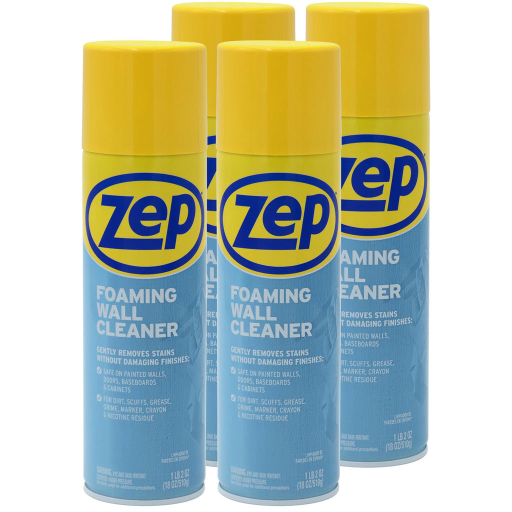 Zep Foaming Wall Cleaner - 18 oz (Pack of 4) - Removes Scuffs & Stains
