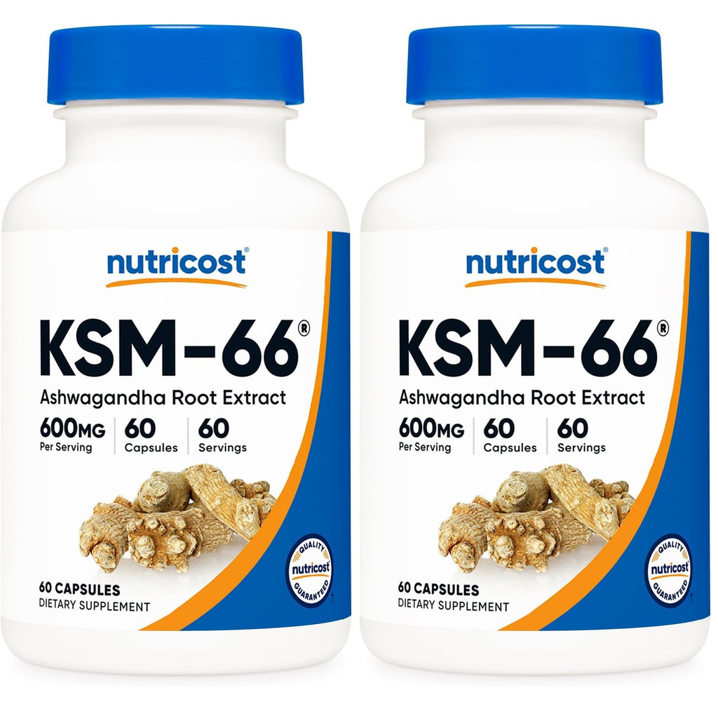 Nutricost KSM-66 Ashwagandha Root Extract (600mg) 60 Capsules | 5% Withanolides & BioPerine, Full-Spectrum Root Extract