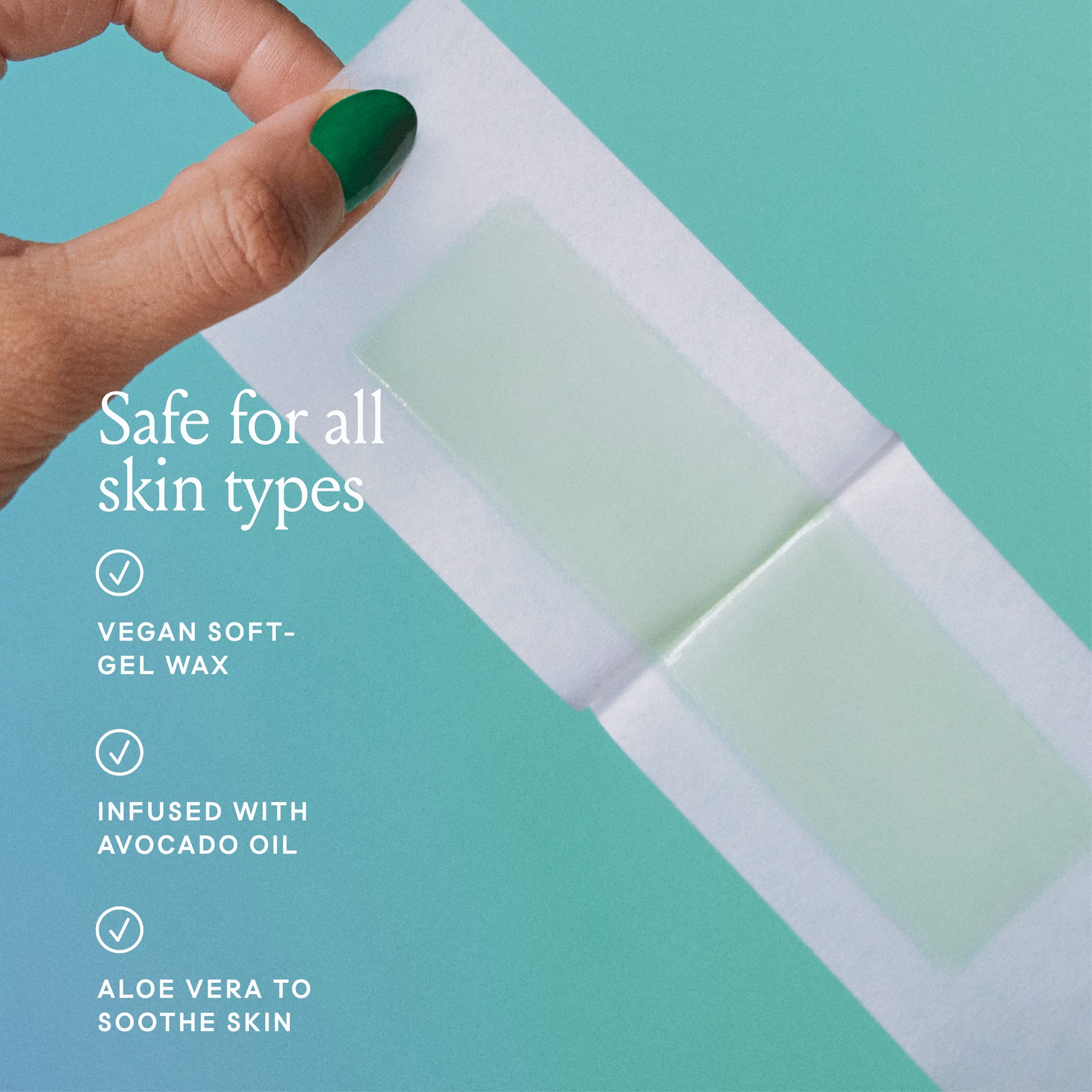 Billie Wax Kit - Face & Bikini - 32 wax strips - 6 post-wax serum wipes | Soft wax strips for hair removal, Lasts up to 4 weeks, No heat, Made with avocado oil, Includes post-removal wipes, Vegan