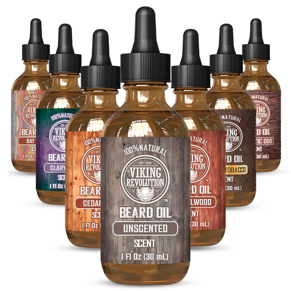 Buy now Viking Revolution Beard Oil with Clary Sage for Men - Natural Blend with Argan and Jojoba Oils for Softening, Strengthening, and Moisturizing at indiglob india