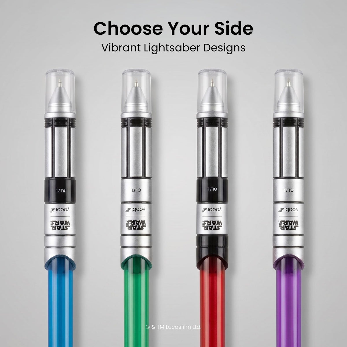 Yoobi x Star Wars Lightsaber Ballpoint Pens, Black Ink, Pack of 4, Teen & Adults