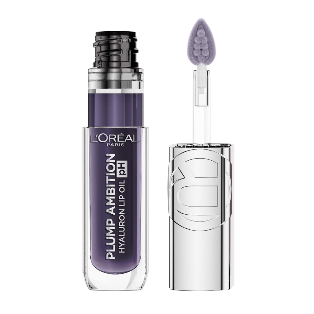L'Oreal Paris Plump Ambition pH Hyaluron Lip Oil, Color Shifting Lip Tint with 24HR Hydration, Volumizing Shine and Lasting Color, 020 pH Rosé