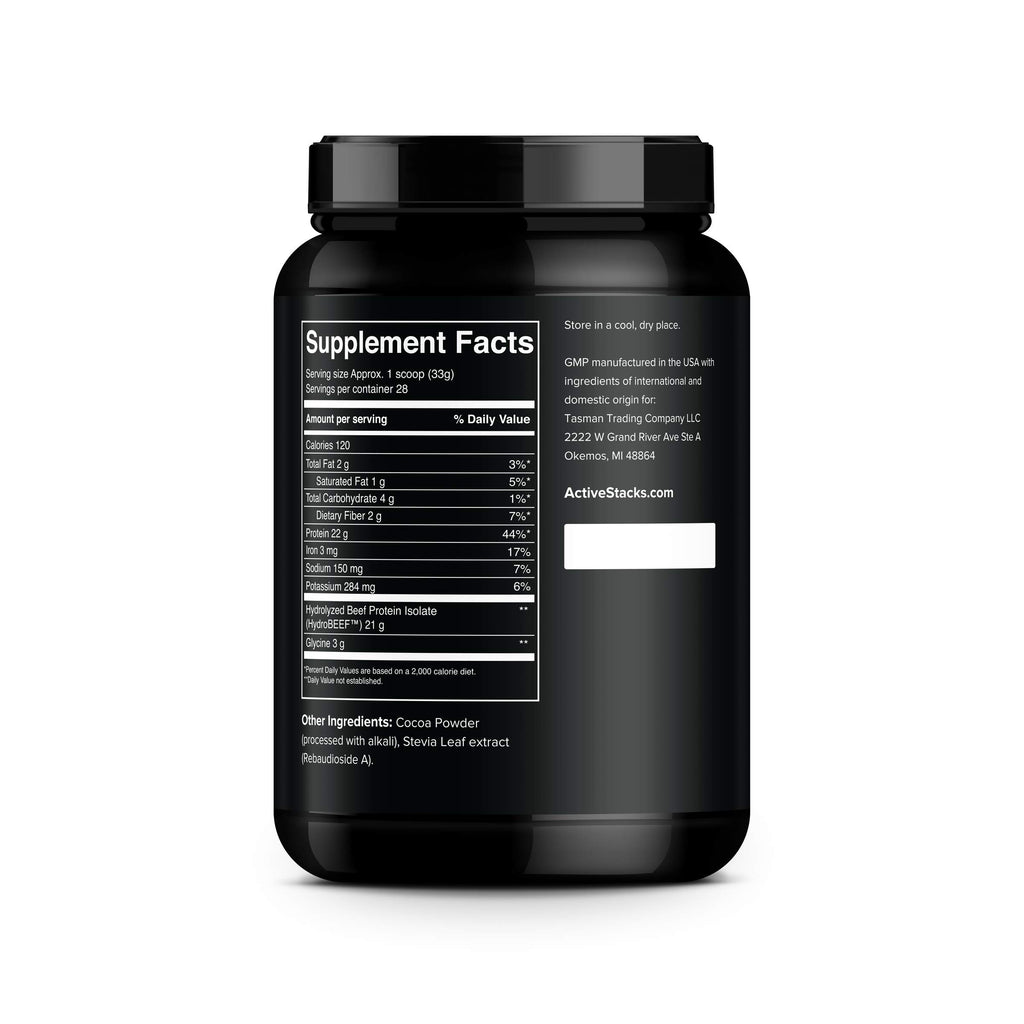 Beef Protein Powder, Chocolate - Dairy Free, 22g Protein, Just 4 Ingredients - Hydrolyzed Beef Isolate for Keto, Paleo & Carnivore Diets - 28 Servings, 2 lb