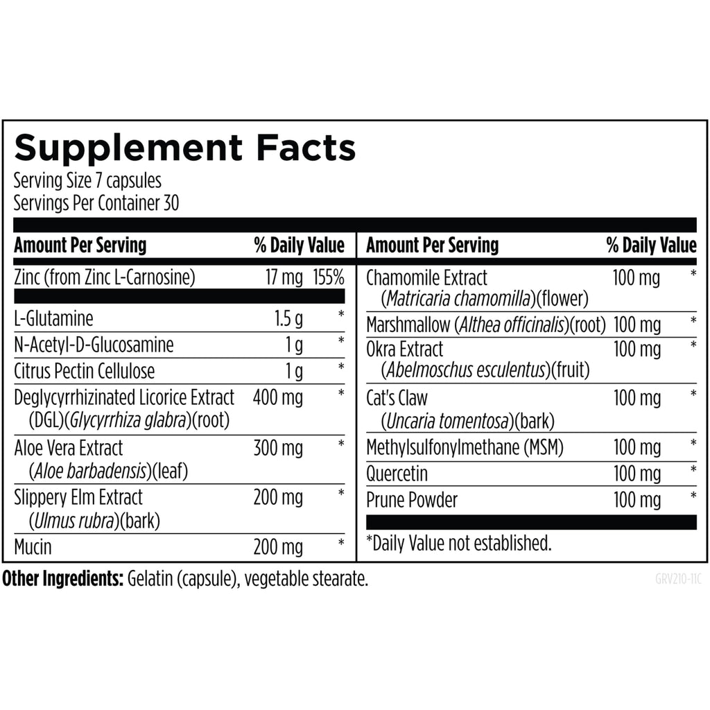 Designs for Health GI Revive, Slippery Elm Gut Health Support, 210 Capsules