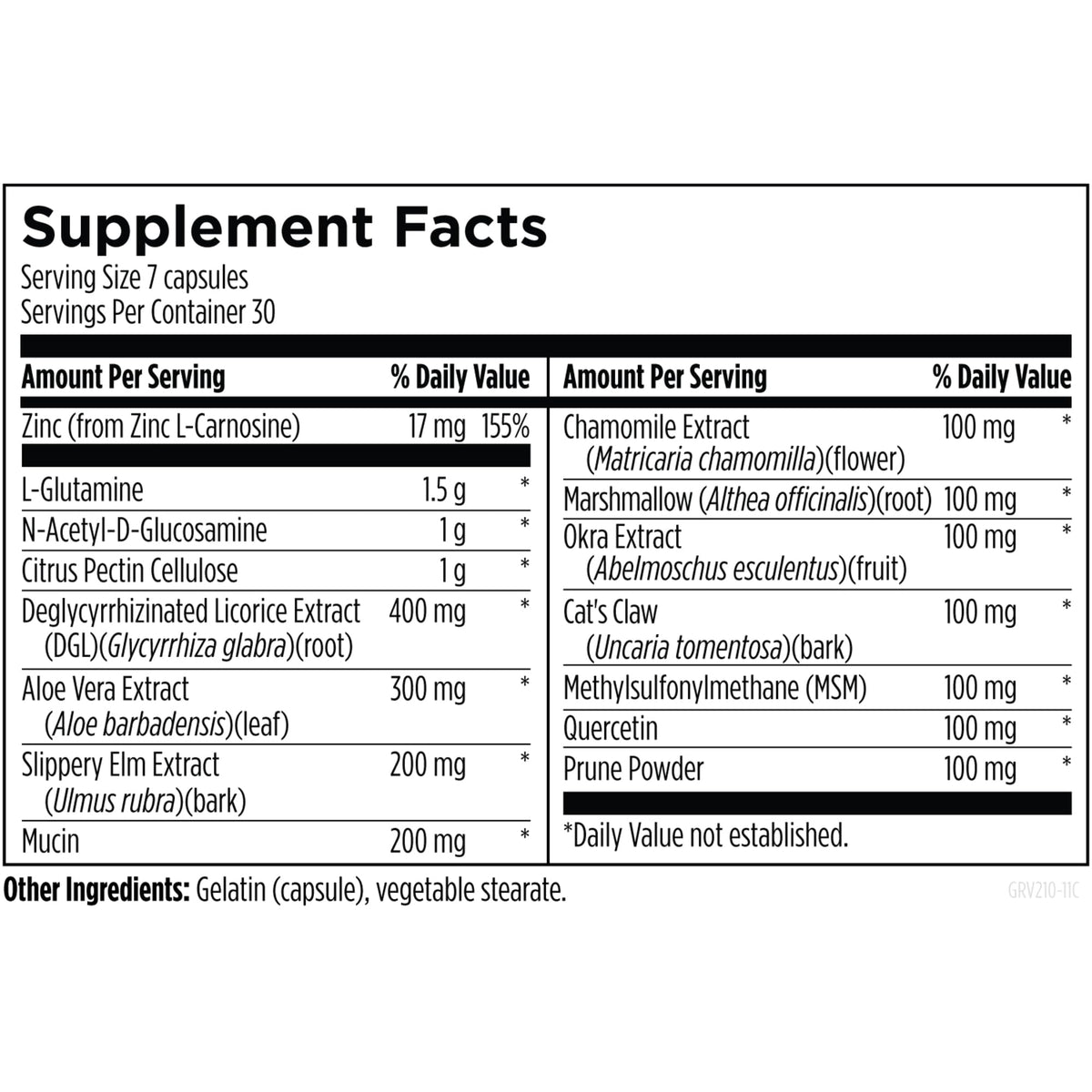 Designs for Health GI Revive, Slippery Elm Gut Health Support, 210 Capsules
