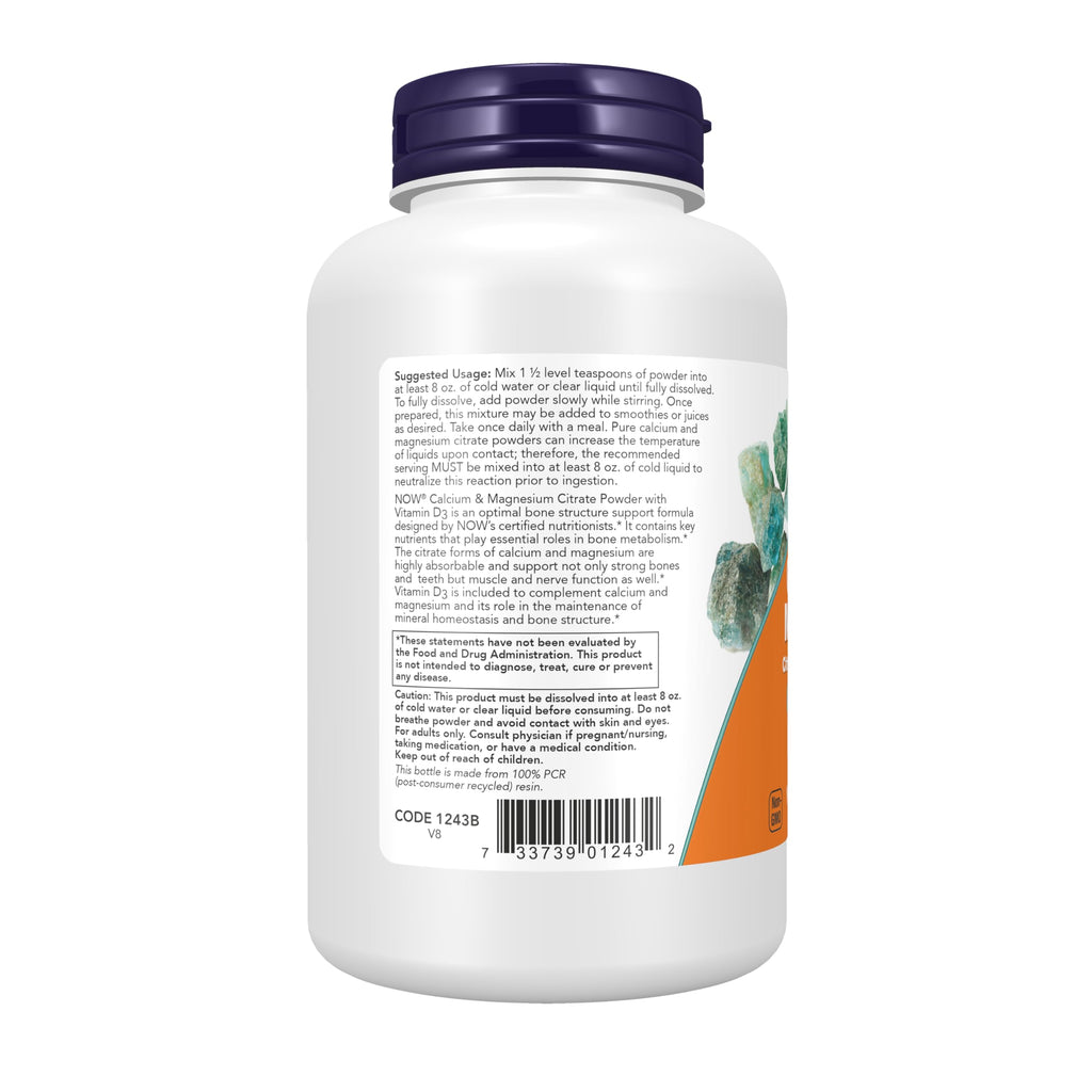 Buy now NOW Foods Supplements, Calcium & Magnesium Citrate Powder with Vitamin D3, Supports Bone Health*, 8-Ounce at indiglob india