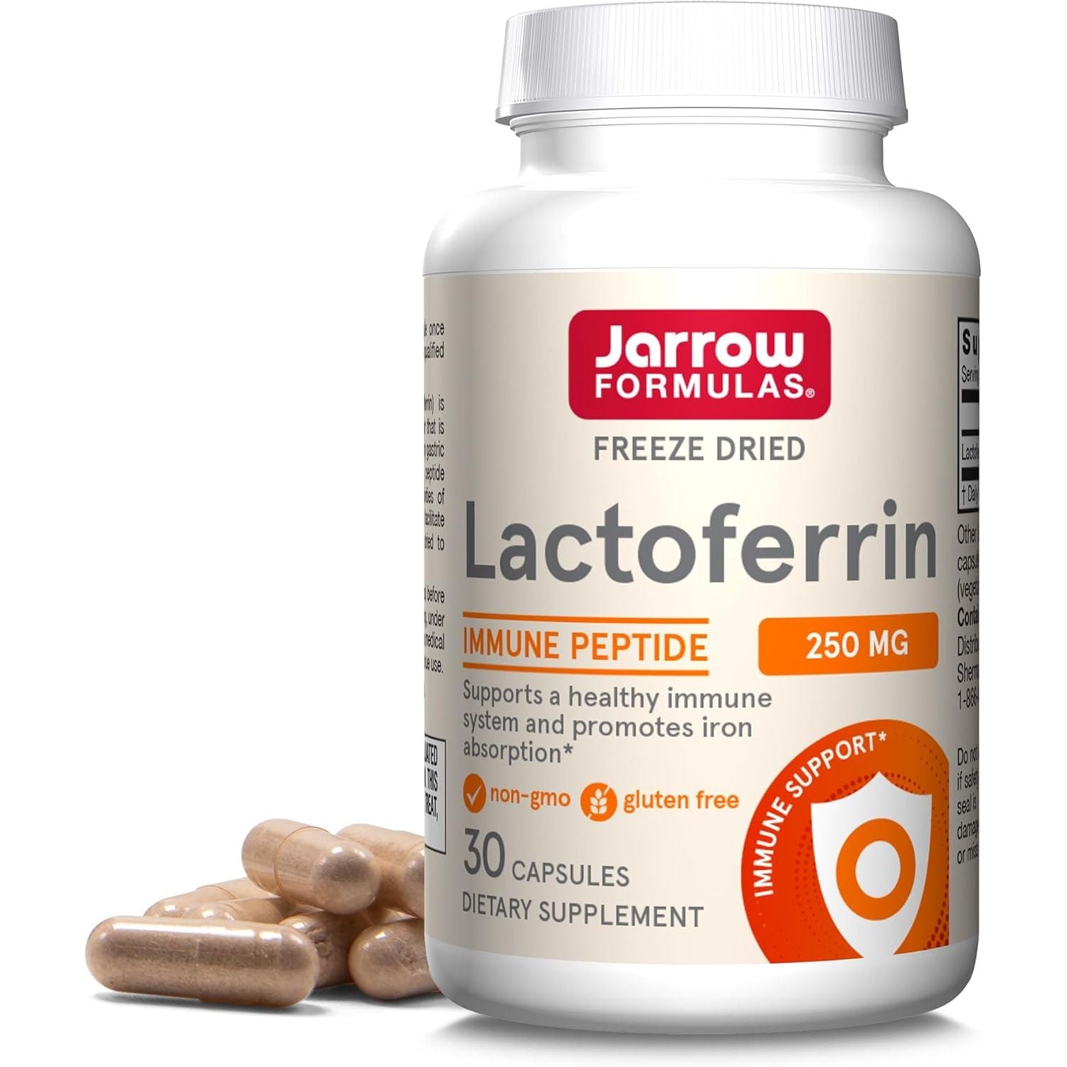 Buy now Jarrow Formulas Lactoferrin 250 mg - Immune-Supporting Glycoprotein - for Healthy Immune System Support & Iron Absorption - Freeze Dried - Gluten Free - Non-GMO - 60 Capsules (Servings) 30 Count (Pack of 1) Unflavored at indiglob india