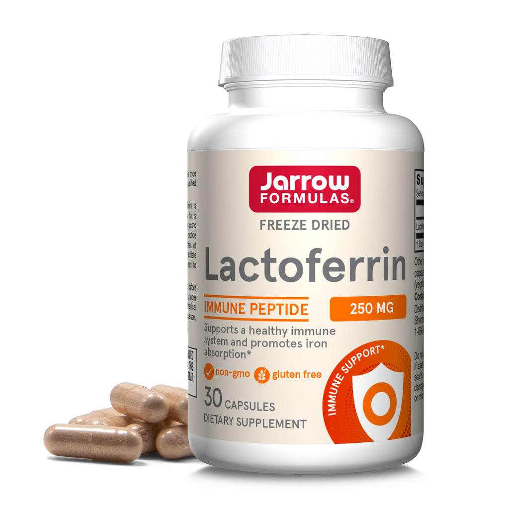 Jarrow Formulas Lactoferrin Supplements 250 mg - Immune-Supporting Glycoprotein for Healthy Immune System Support & Iron Absorption - Freeze Dried, Gluten Free, Non-GMO - 60 Capsules (Pack of 2)