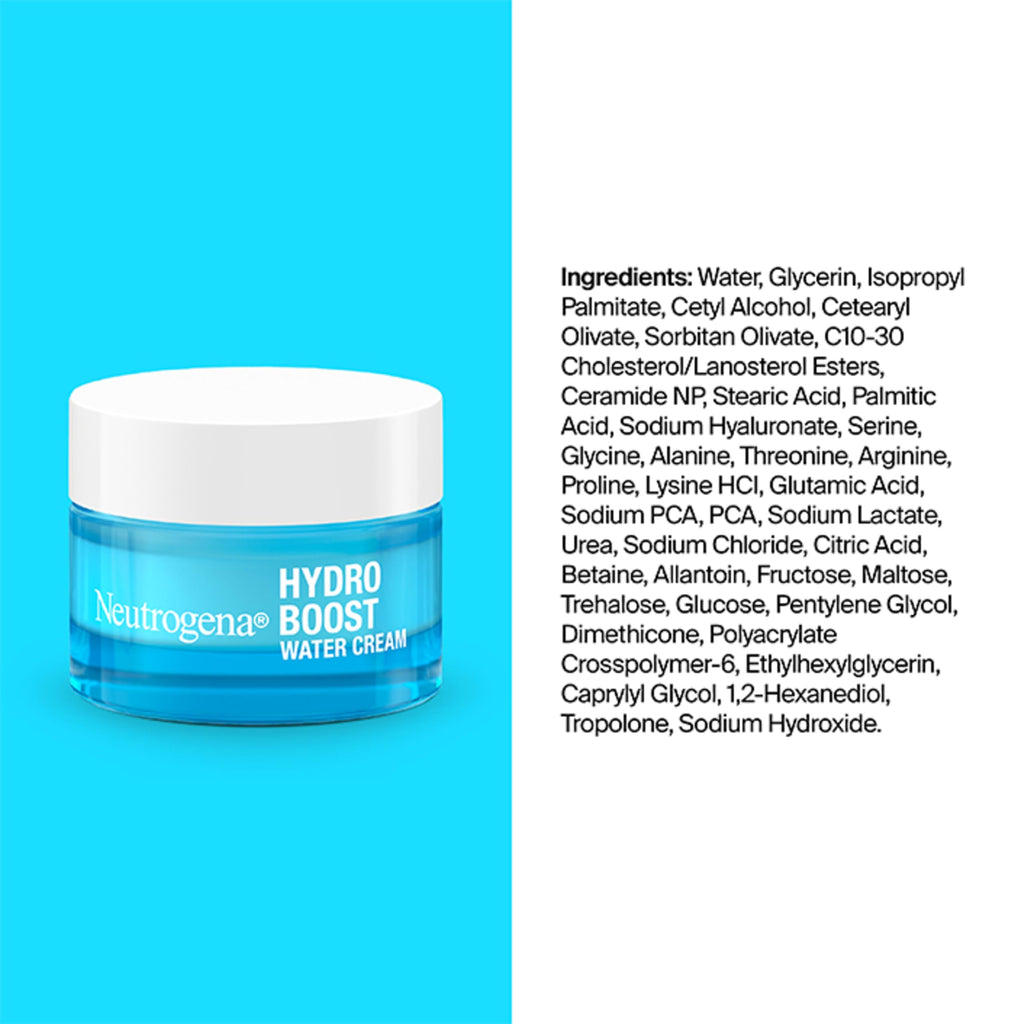 Neutrogena Hydro Boost Water Cream, 1.7 fl. oz + Gel Cleanser, 0.5 fl. oz | Alcohol- and Fragrance-Free, Suitable for Sensitive Skin, With Hyaluronic Acid, For a Daily Hydration Routine