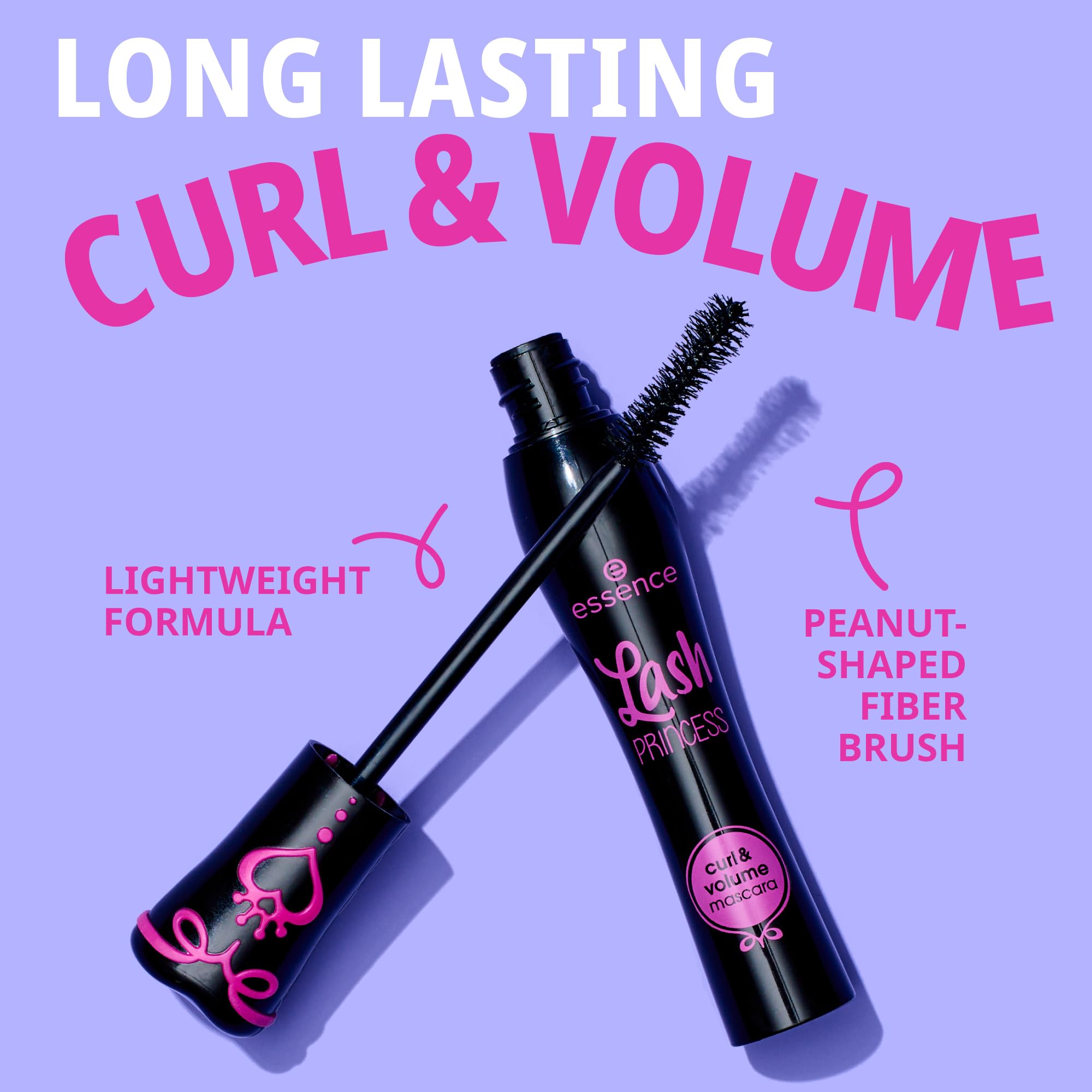 essence Lash Princess Curl & Volume Mascara, Black (Pack of 1) | Lifting, Volumizing & Lengthening Fiber Brush, Long-Lasting Lightweight Formula, Vegan, Cruelty Free, Paraben Free
