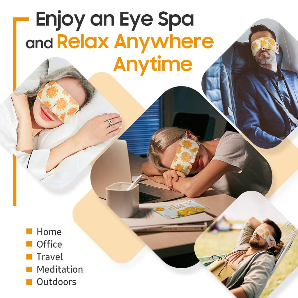20 Packs Steam Eye Mask, Heated Eye Mask Warm Compress for Eyes, Disposable Self Heating Steam Mask for Home, Sleep, Spa, Travel Essentials & Relaxation Gifts for Women (Orange)