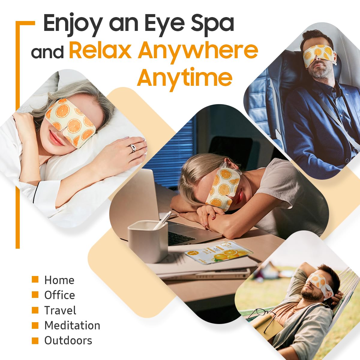 20 Packs Steam Eye Mask, Heated Eye Mask Warm Compress for Eyes, Disposable Self Heating Steam Mask for Home, Sleep, Spa, Travel Essentials & Relaxation Gifts for Women (Orange)