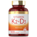 Carlyle Vitamin K2 D3 Supplement | 300 Softgels | 200mcg K2 MK7 & 10,000 IU D3 | Non-GMO, Gluten Free